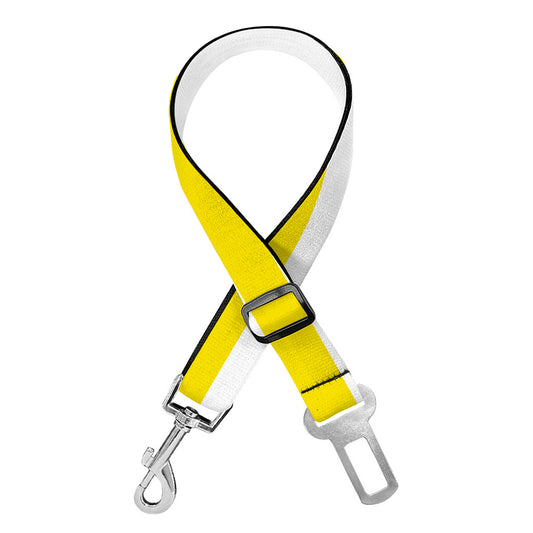 Yellow And White Striped Pattern Print Dog Seat Belt