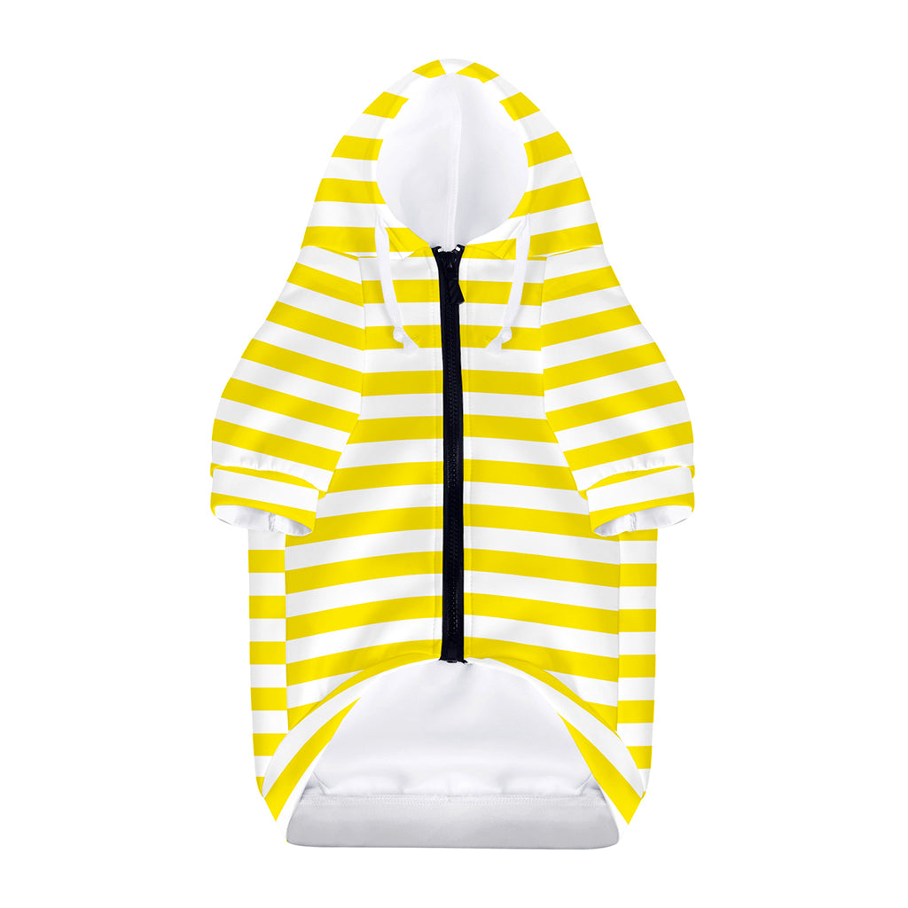 Yellow And White Striped Pattern Print Dog Zip Up Hoodie