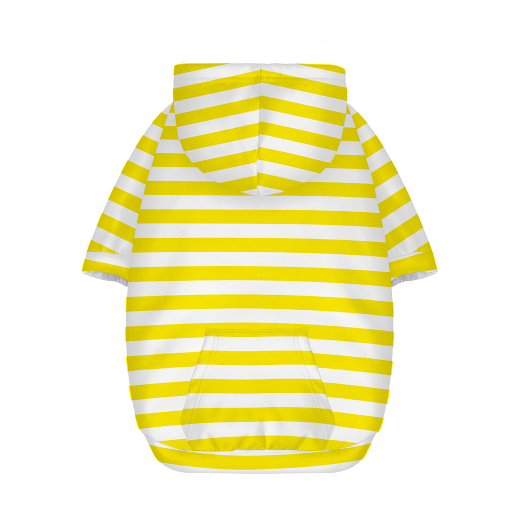 Yellow And White Striped Pattern Print Dog Zip Up Hoodie
