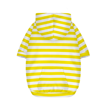 Yellow And White Striped Pattern Print Dog Zip Up Hoodie
