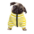 Yellow And White Striped Pattern Print Dog Zip Up Jacket