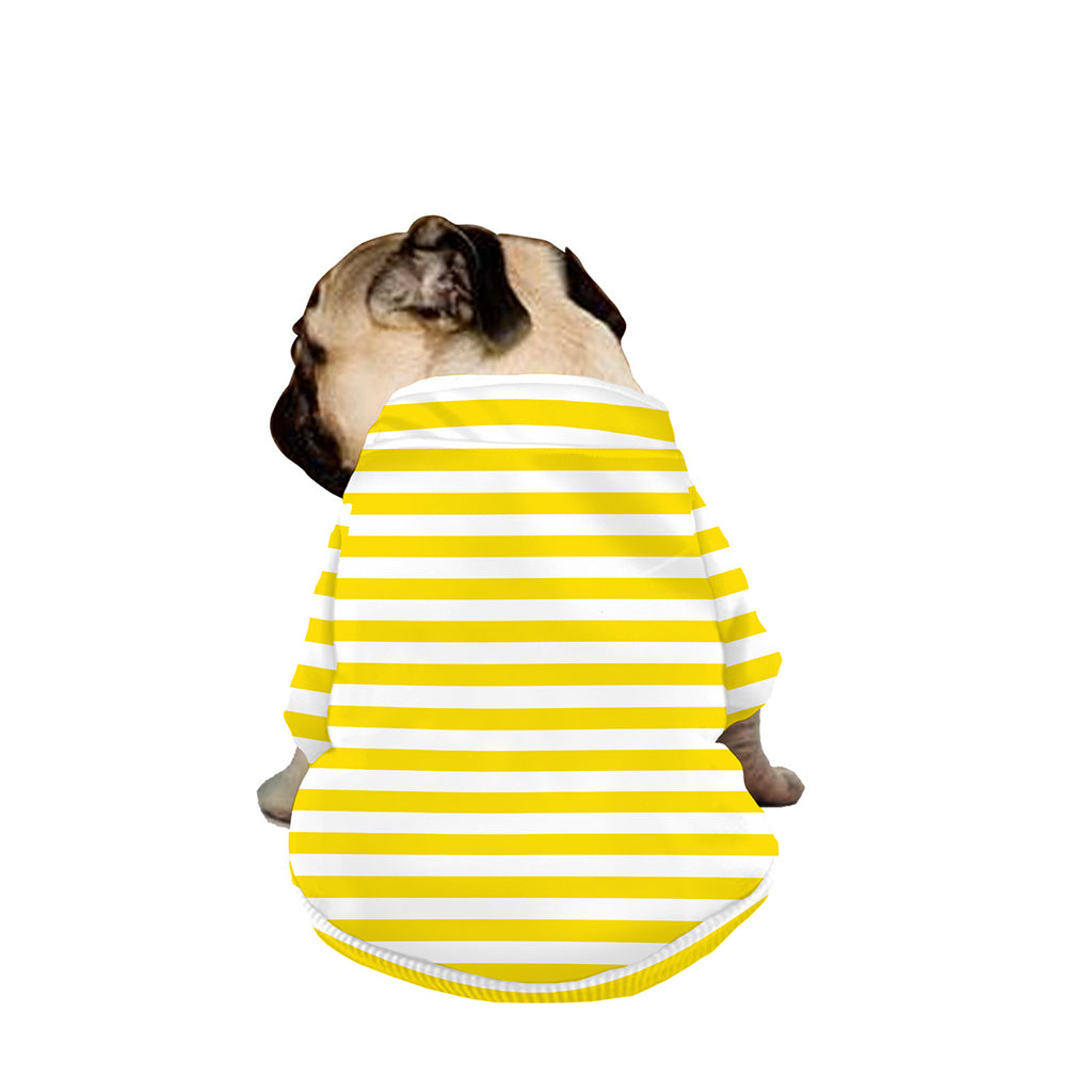 Yellow And White Striped Pattern Print Dog Zip Up Jacket