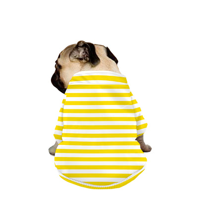 Yellow And White Striped Pattern Print Dog Zip Up Jacket
