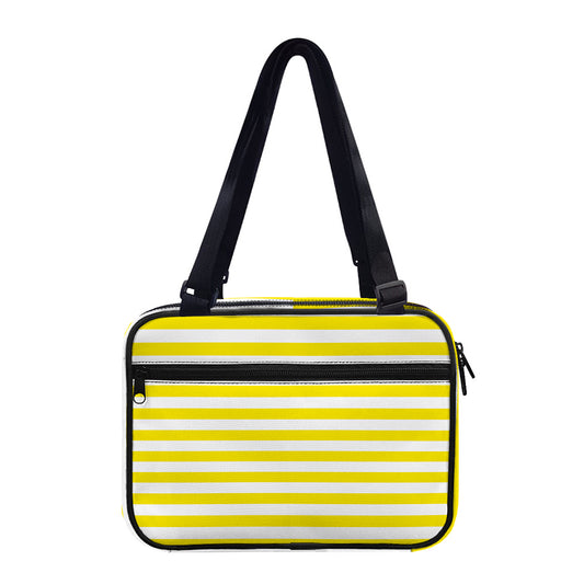 Yellow And White Striped Pattern Print Double Strap Bible Bag