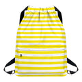 Yellow And White Striped Pattern Print Drawstring Backpack