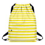 Yellow And White Striped Pattern Print Drawstring Backpack