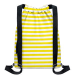 Yellow And White Striped Pattern Print Drawstring Backpack
