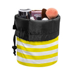 Yellow And White Striped Pattern Print Drawstring Makeup Bag