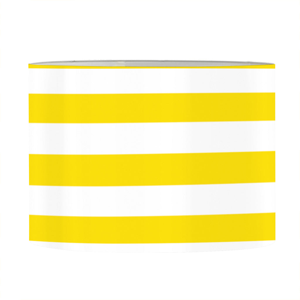 Yellow And White Striped Pattern Print Drum Lamp Shade