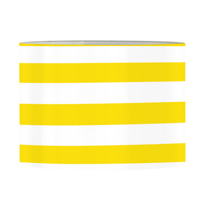 Yellow And White Striped Pattern Print Drum Lamp Shade
