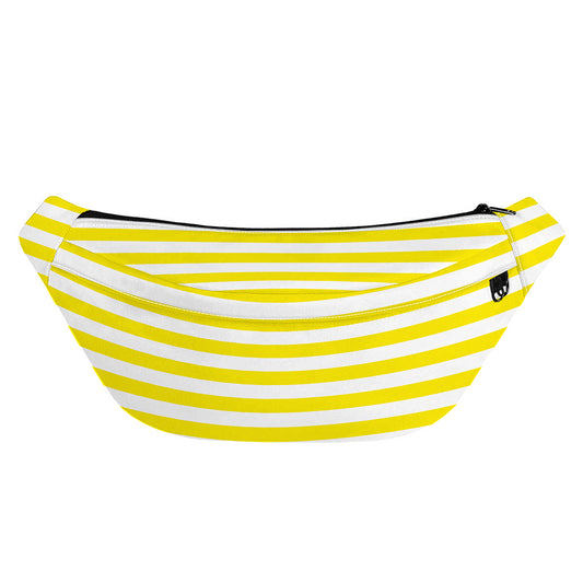 Yellow And White Striped Pattern Print Fanny Pack