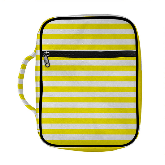 Yellow And White Striped Pattern Print Front Pocket Bible Bag