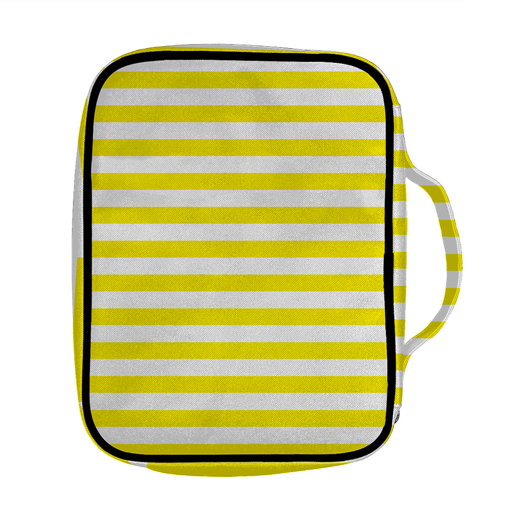 Yellow And White Striped Pattern Print Front Pocket Bible Bag