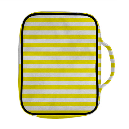 Yellow And White Striped Pattern Print Front Pocket Bible Bag