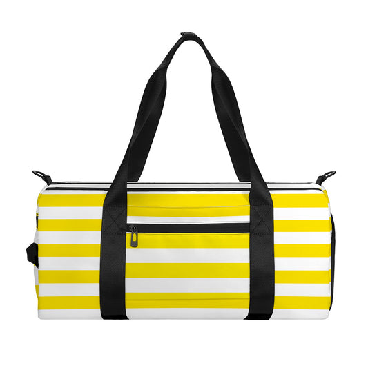Yellow And White Striped Pattern Print Gym Bag