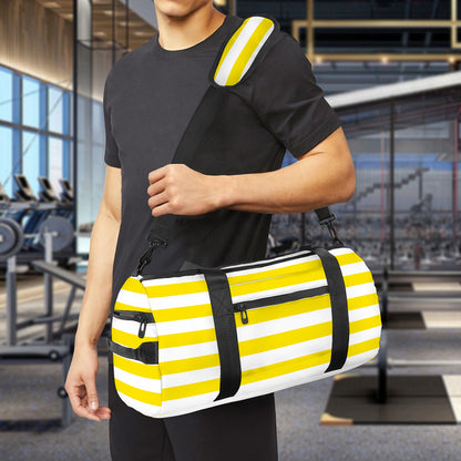 Yellow And White Striped Pattern Print Gym Bag