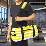 Yellow And White Striped Pattern Print Gym Bag