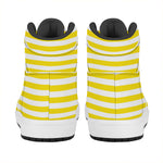 Yellow And White Striped Pattern Print High Top Leather Sneakers