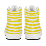 Yellow And White Striped Pattern Print High Top Leather Sneakers