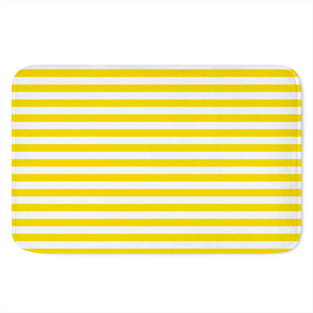Yellow And White Striped Pattern Print Indoor Door Mat