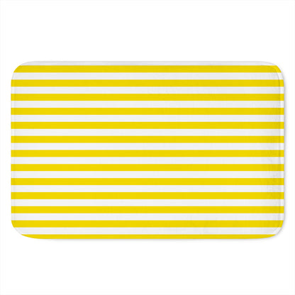 Yellow And White Striped Pattern Print Indoor Door Mat