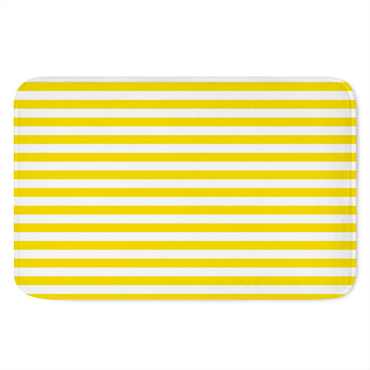 Yellow And White Striped Pattern Print Indoor Door Mat