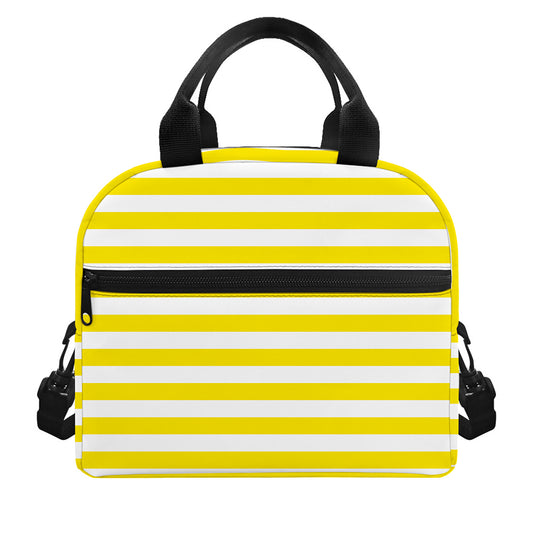 Yellow And White Striped Pattern Print Insulated Lunch Bag