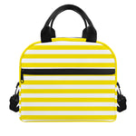 Yellow And White Striped Pattern Print Insulated Lunch Bag