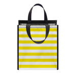 Yellow And White Striped Pattern Print Insulated Lunch Tote