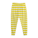 Yellow And White Striped Pattern Print Jogger Pants