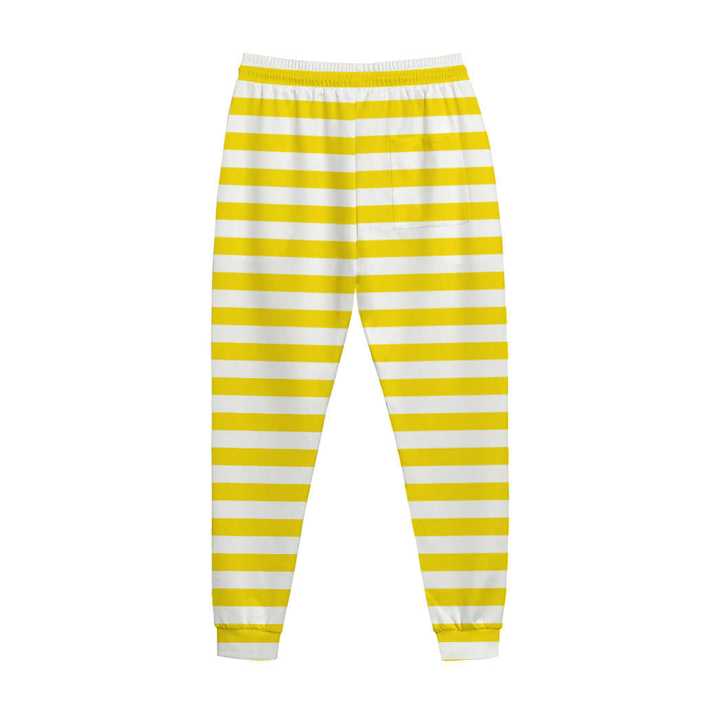 Yellow And White Striped Pattern Print Jogger Pants