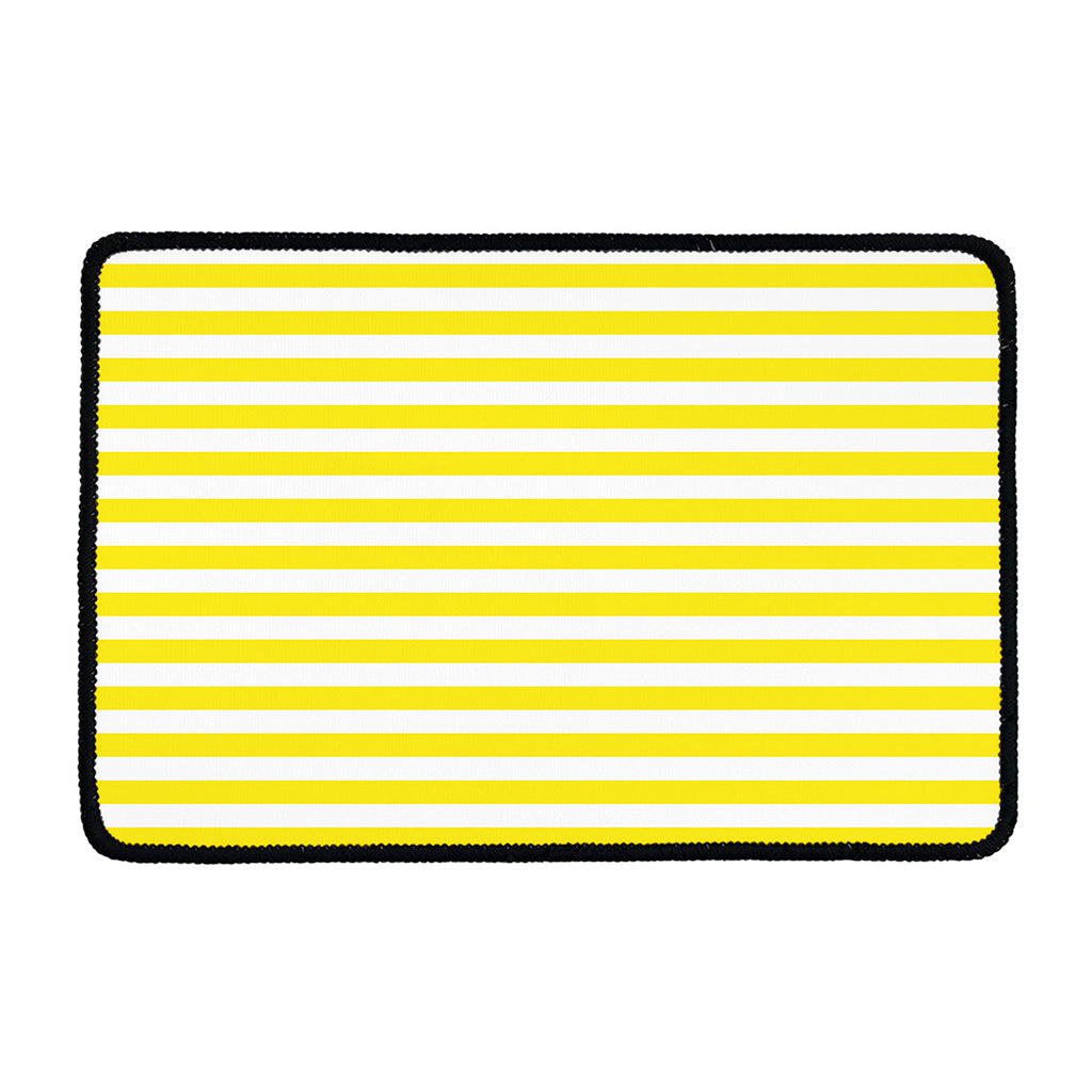 Yellow And White Striped Pattern Print Kitchen Mat