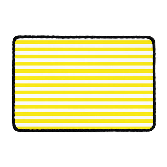 Yellow And White Striped Pattern Print Kitchen Mat