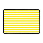 Yellow And White Striped Pattern Print Kitchen Mat