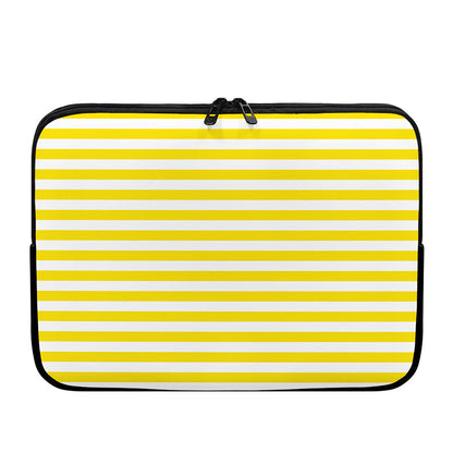 Yellow And White Striped Pattern Print Laptop Sleeve