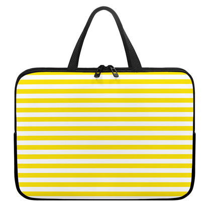 Yellow And White Striped Pattern Print Laptop Sleeve With Handle