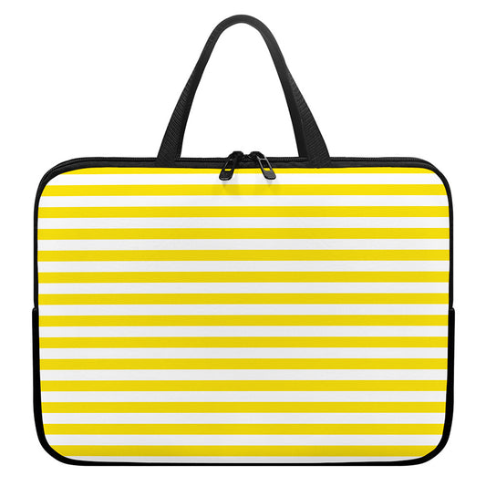 Yellow And White Striped Pattern Print Laptop Sleeve With Handle