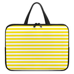 Yellow And White Striped Pattern Print Laptop Sleeve With Handle