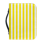 Yellow And White Striped Pattern Print Leather Bible Cover