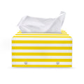 Yellow And White Striped Pattern Print Leather Tissue Box Cover