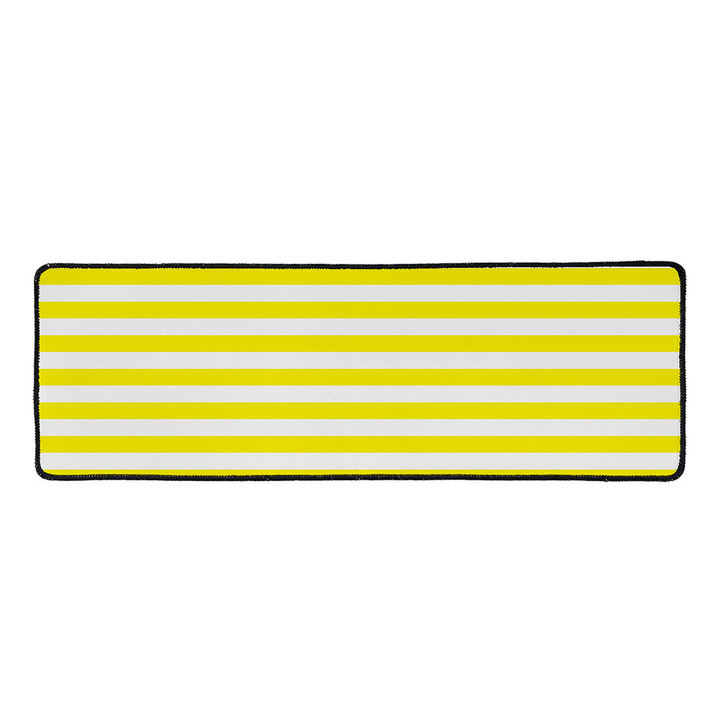 Yellow And White Striped Pattern Print Long Kitchen Mat