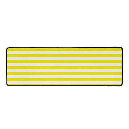 Yellow And White Striped Pattern Print Long Kitchen Mat