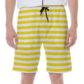 Yellow And White Striped Pattern Print Men's Beach Shorts