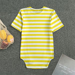 Yellow And White Striped Pattern Print Men's Bodysuit
