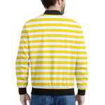 Yellow And White Striped Pattern Print Men's Bomber Jacket