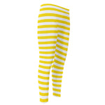 Yellow And White Striped Pattern Print Men's Compression Pants