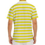 Yellow And White Striped Pattern Print Men's Deep V-Neck Shirt