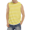 Yellow And White Striped Pattern Print Men's Fitness Tank Top