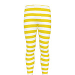 Yellow And White Striped Pattern Print Men's leggings