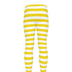 Yellow And White Striped Pattern Print Men's leggings